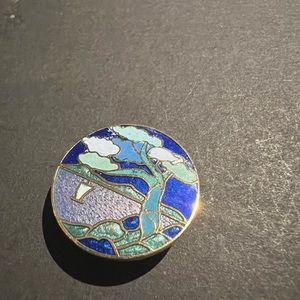 Enamel Scenic Art Brooch.